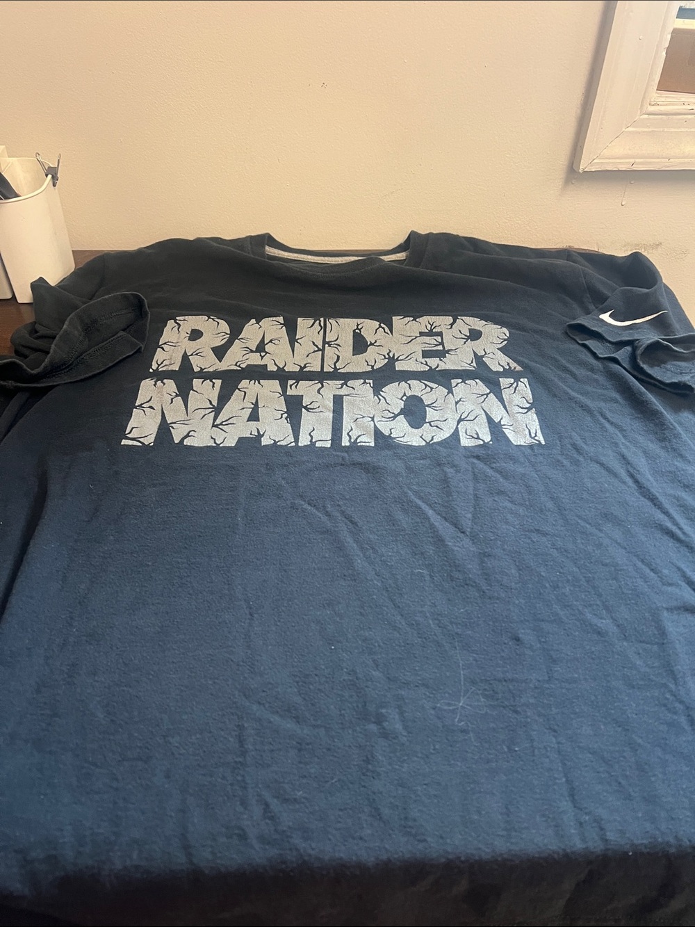 NFL Black Short-Sleeve Tee with Gray 'Raider Nation' Graphic